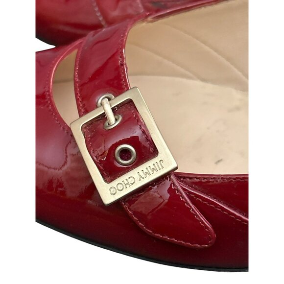Jimmy Choo Women's Pavia Burgundy Patent Leather Heels Size 38.5 Quiet Luxury - Picture 5 of 11